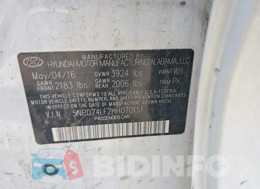 5NPD74LF2HH070151 Photo# 12