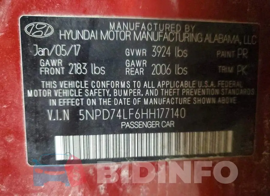 5NPD74LF6HH177140 Photo# 12