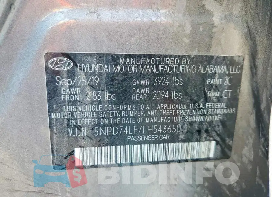 5NPD74LF7LH543650 Photo# 13