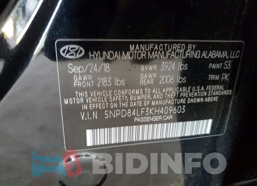 5NPD84LF3KH409603 Photo# 13