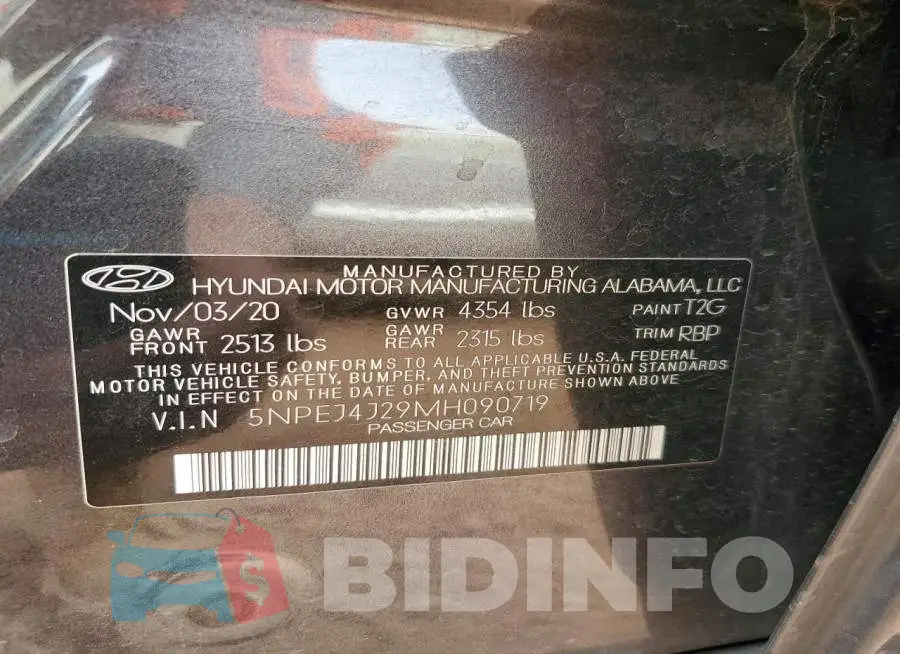 5NPEJ4J29MH090719 Photo# 12
