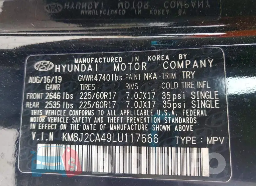 KM8J2CA49LU117666 Photo# 14