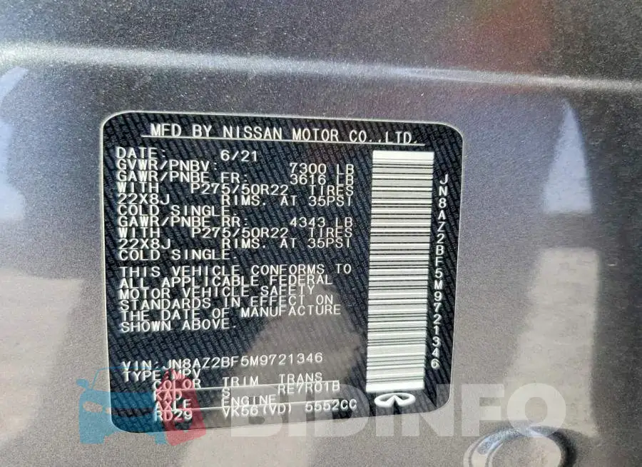 JN8AZ2BF5M9721346 Photo# 13