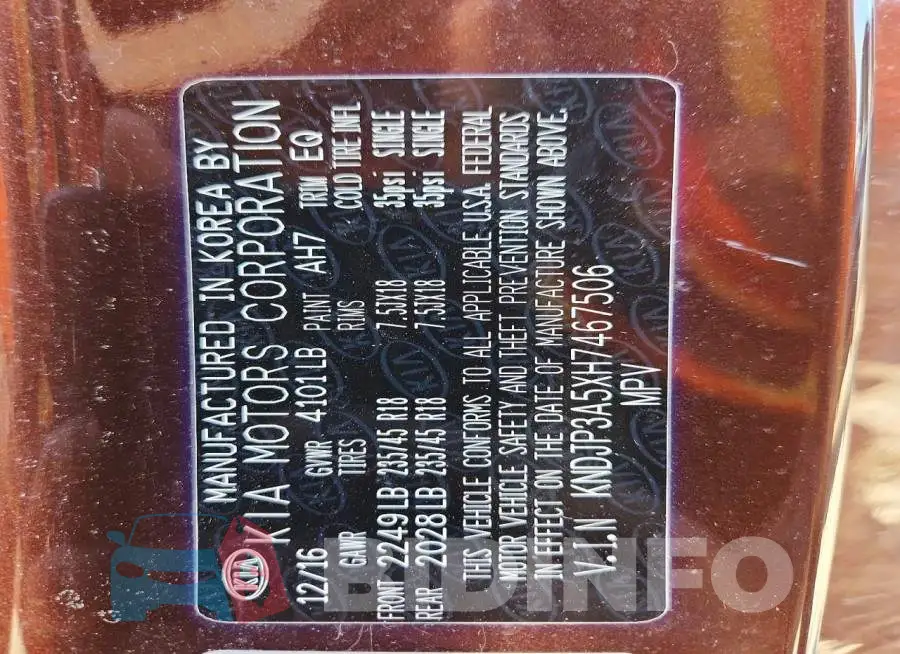 KNDJP3A5XH7467506 Photo# 13