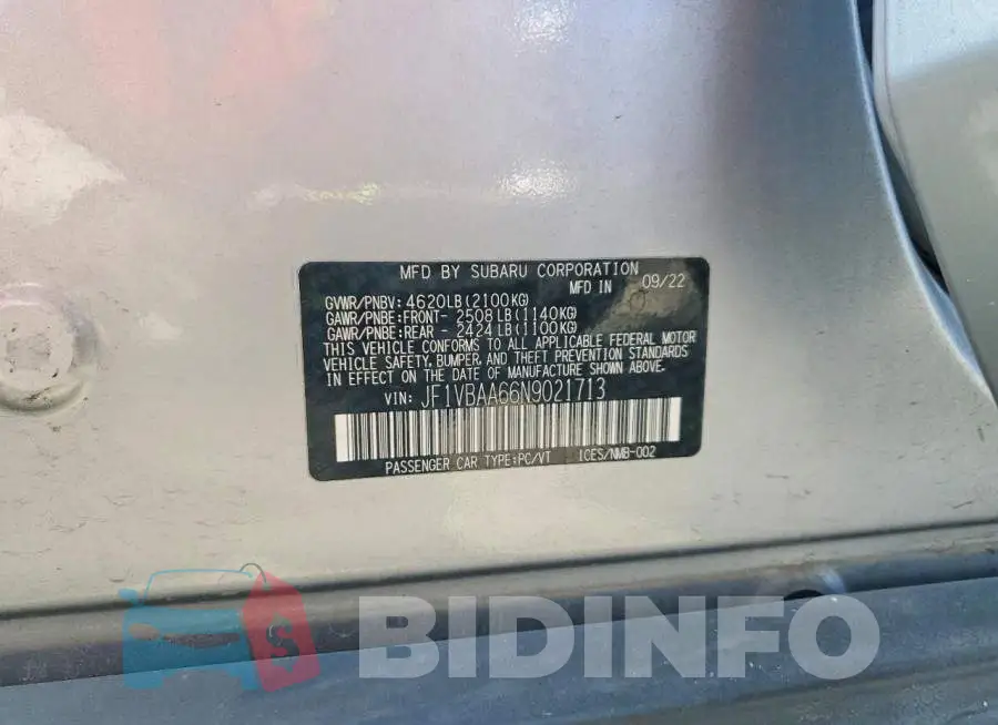 JF1VBAA66N9021713 Photo# 12