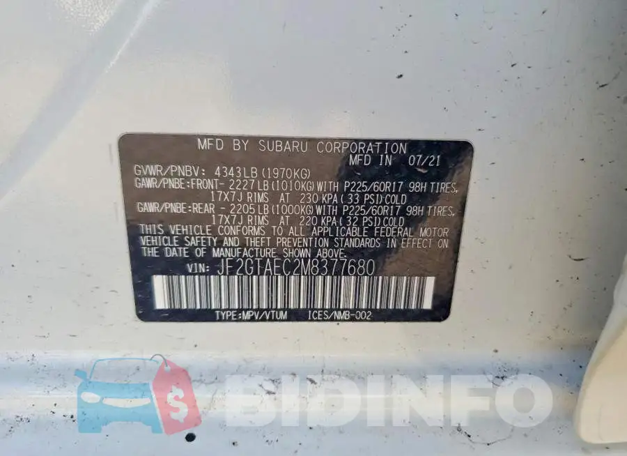 JF2GTAEC2M8377680 Photo# 12