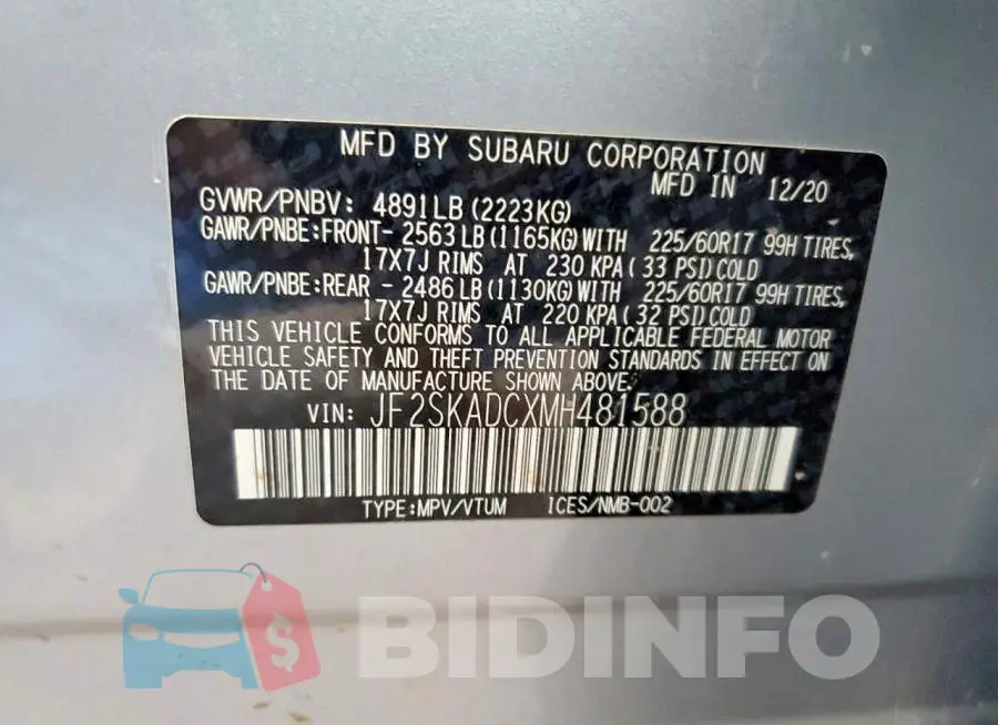 JF2SKADCXMH481588 Photo# 13