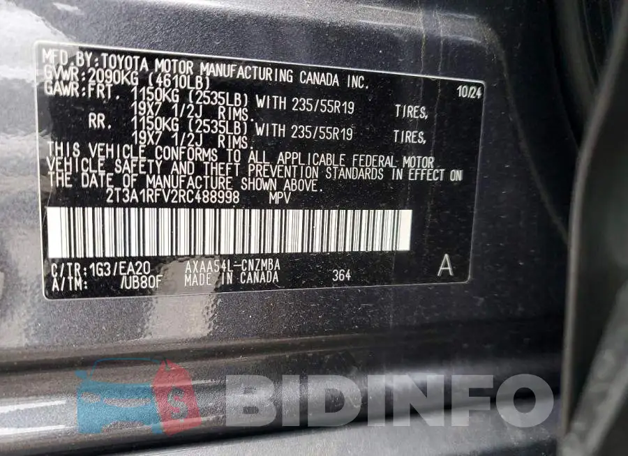2T3A1RFV2RC488998 Photo# 14