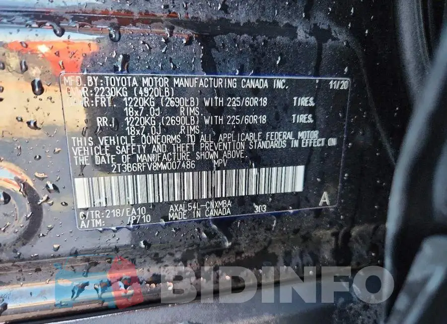 2T3B6RFV8MW007486 Photo# 14