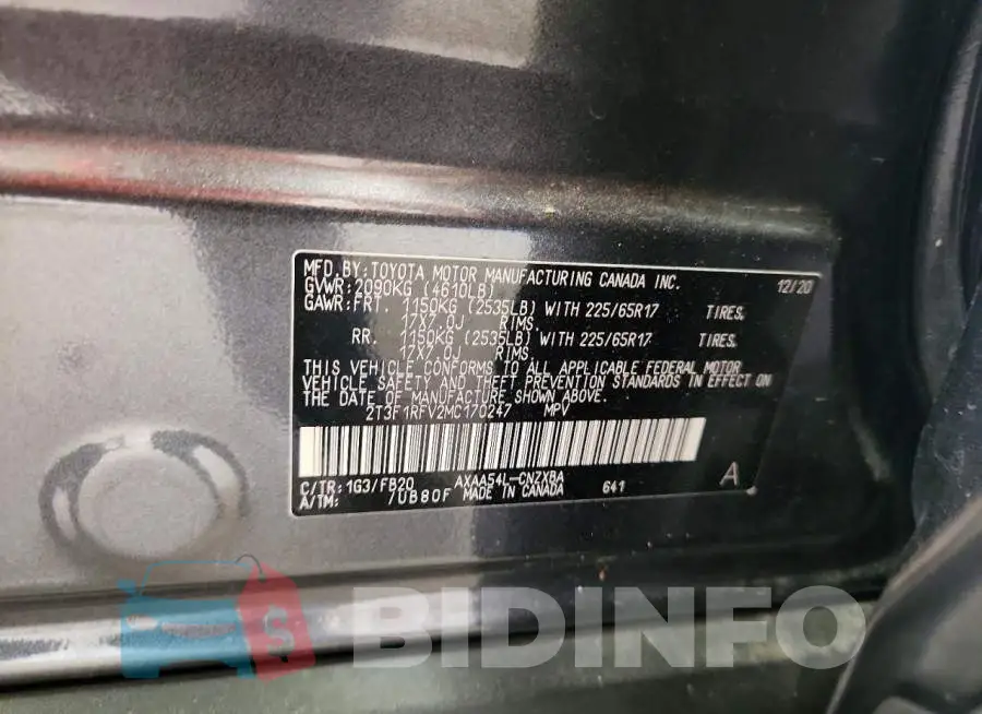 2T3F1RFV2MC170247 Photo# 13