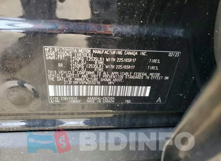 2T3F1RFVXPW355018 Photo# 13