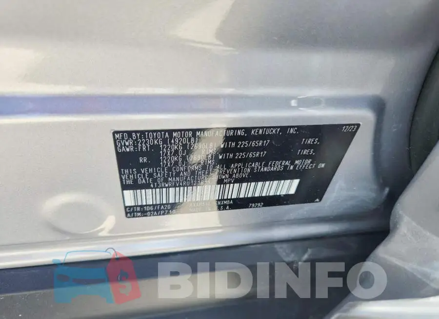 4T3RWRFV4RU121815 Photo# 13