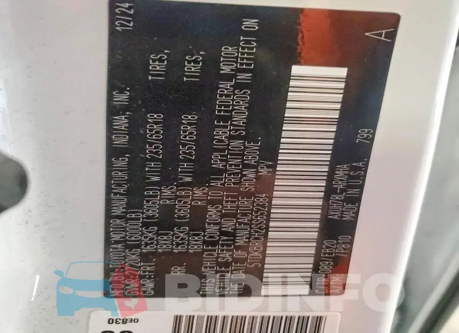 5TDKBRCH2SS652384 Photo# 14