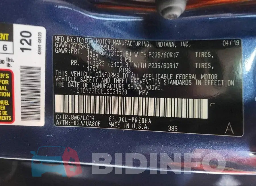 5TDYZ3DC6LS021628 Photo# 14