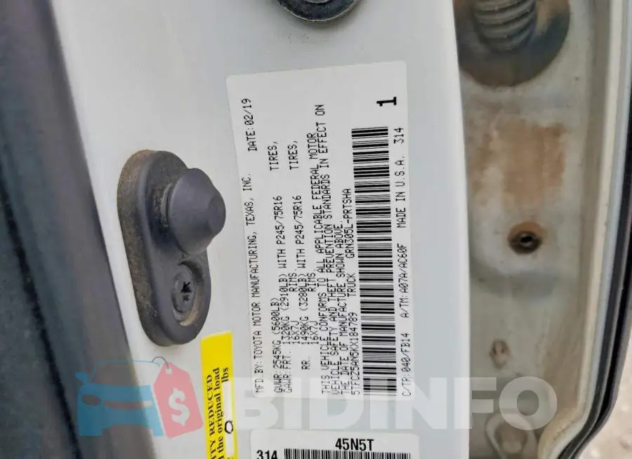 5TFCZ5AN5KX184789 Photo# 13