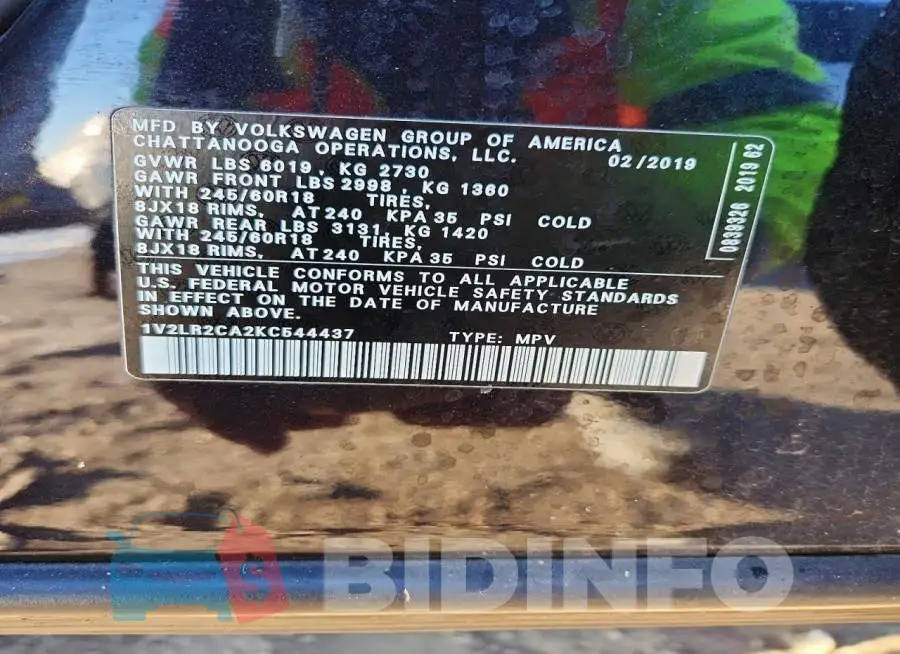 1V2LR2CA2KC544437 Photo# 13