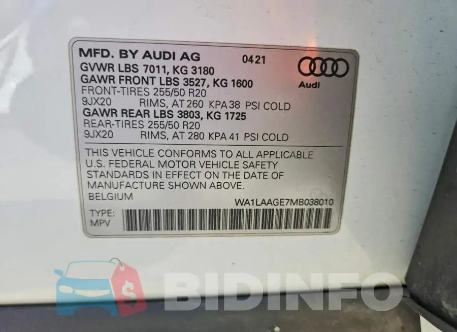 WA1LAAGE7MB038010 Photo# 12