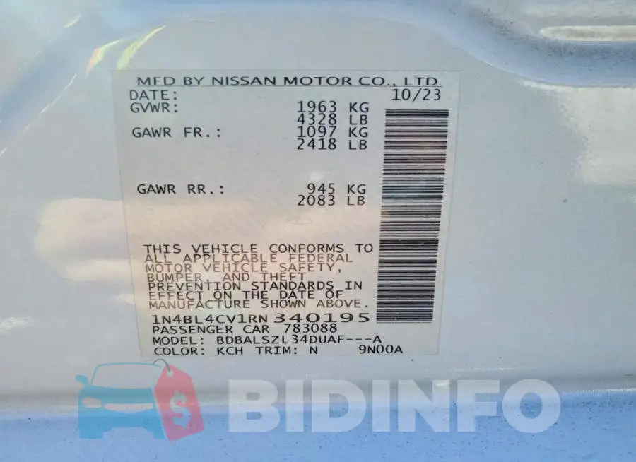 1N4BL4CV1RN340195 Photo# 12