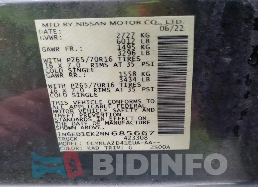 1N6ED1EK2NN685667 Photo# 13