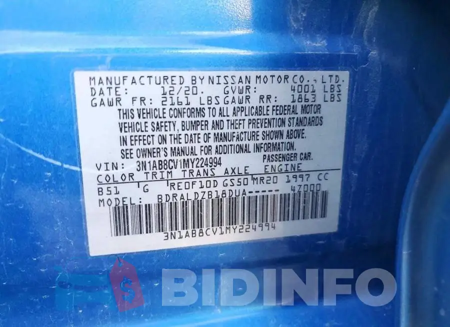 3N1AB8CV1MY224994 Photo# 12