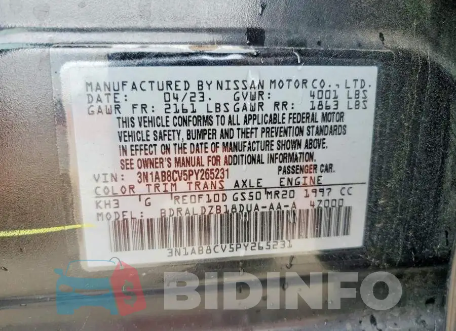3N1AB8CV5PY265231 Photo# 13