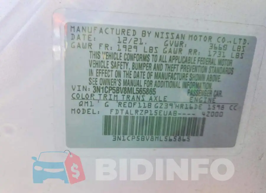 3N1CP5BV8ML565865 Photo# 13