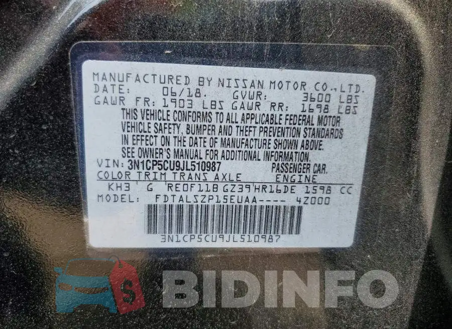3N1CP5CU9JL510987 Photo# 12