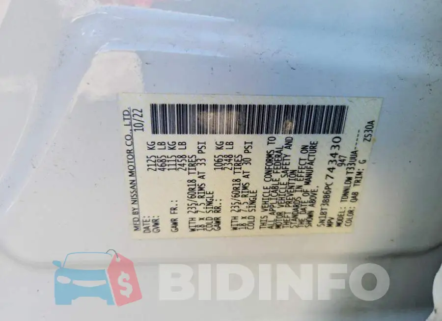 5N1BT3BB6PC743430 Photo# 13