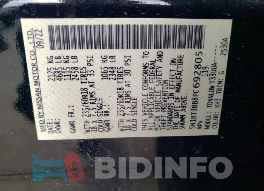 5N1BT3BB8PC692805 Photo# 12