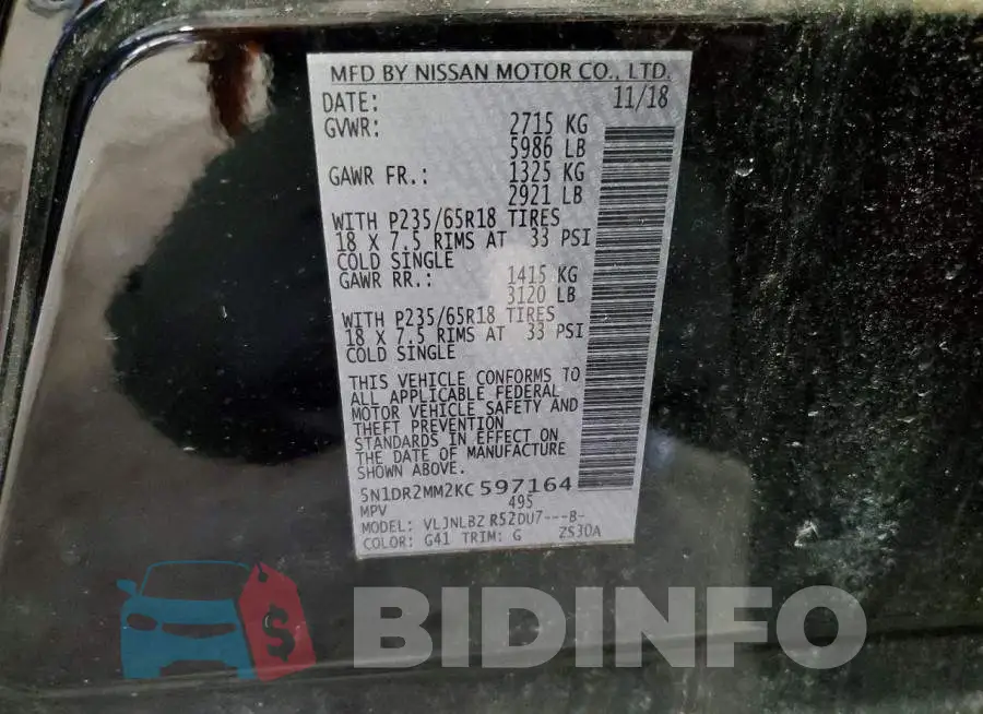 5N1DR2MM2KC597164 Photo# 13
