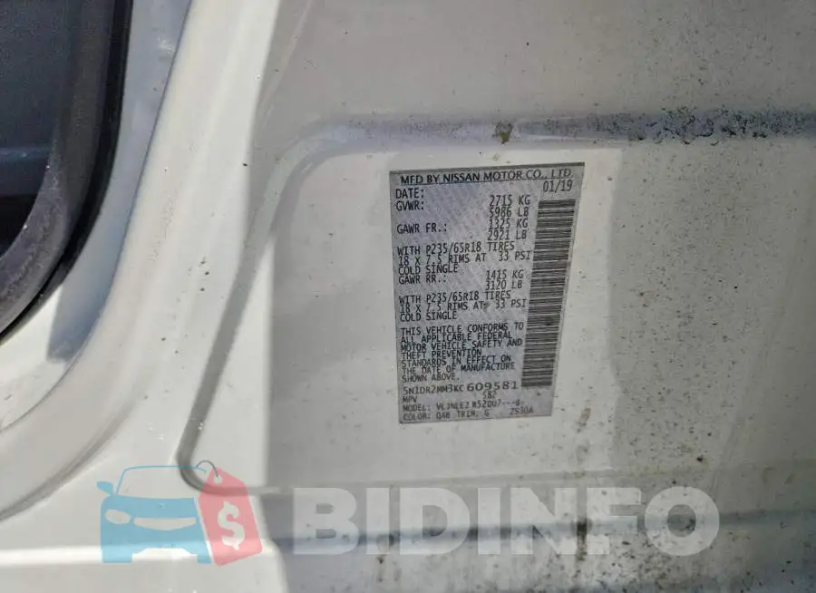 5N1DR2MM3KC609581 Photo# 13