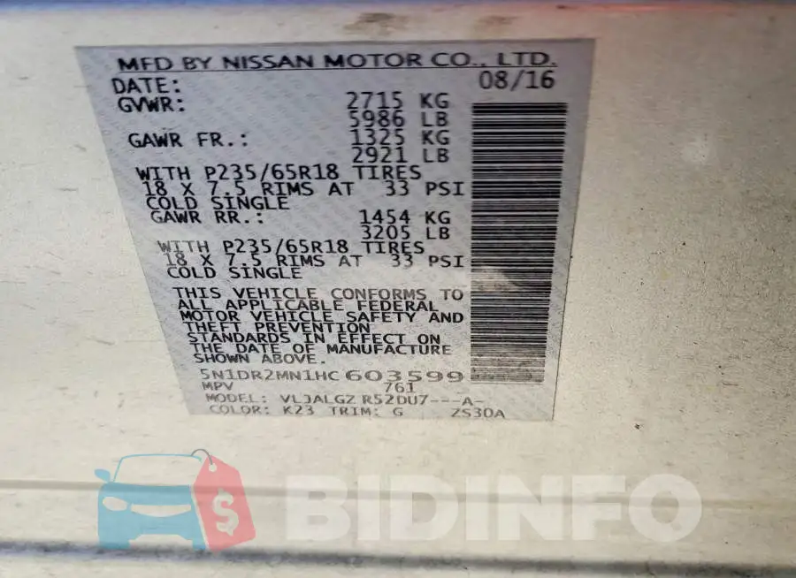 5N1DR2MN1HC603599 Photo# 13