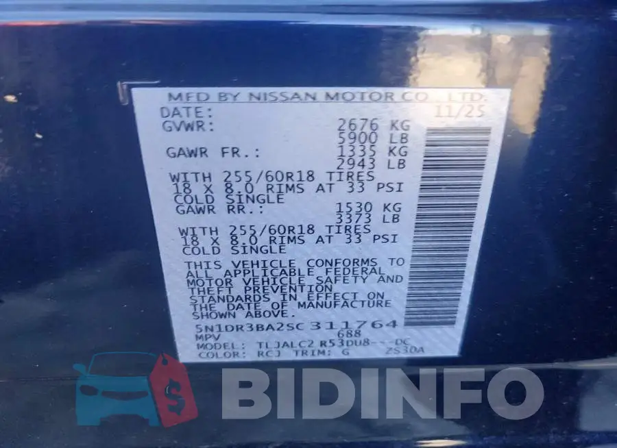 5N1DR3BA2SC311764 Photo# 14