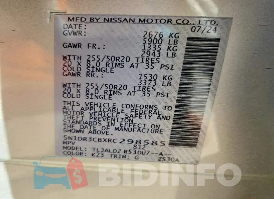 5N1DR3CBXRC298585 Photo# 13