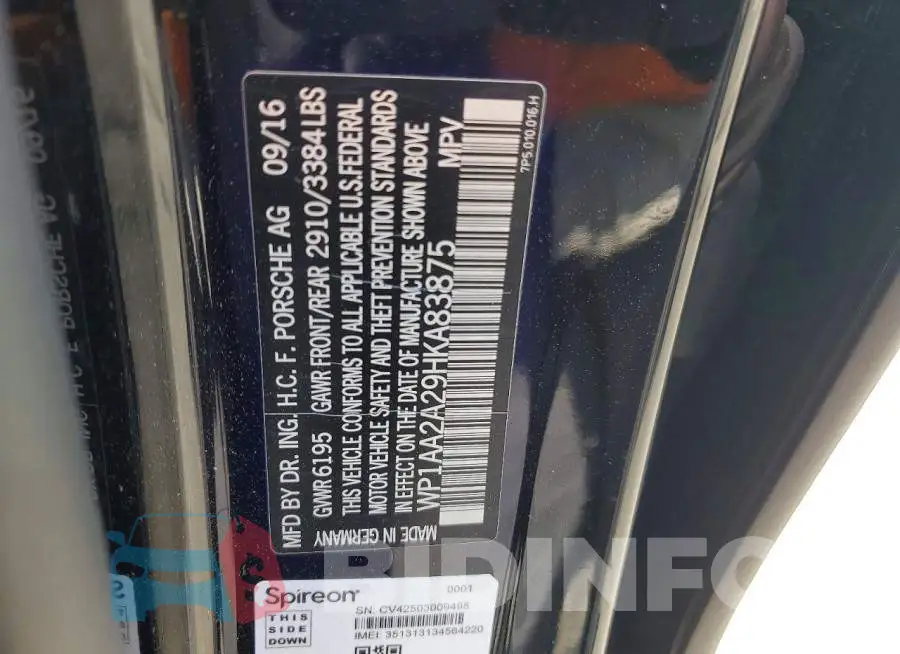 WP1AA2A29HKA83875 Photo# 14