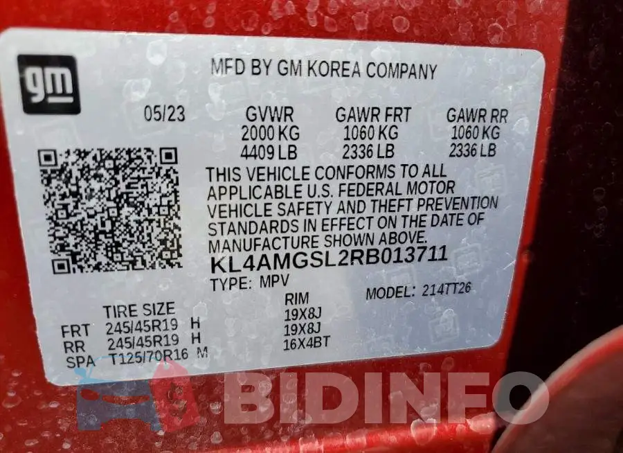 KL4AMGSL2RB013711 Photo# 14