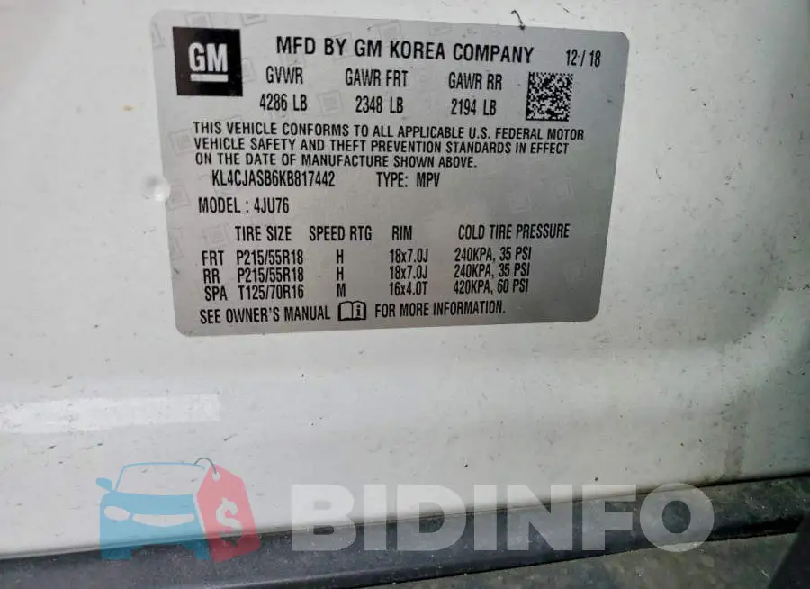 KL4CJASB6KB817442 Photo# 12