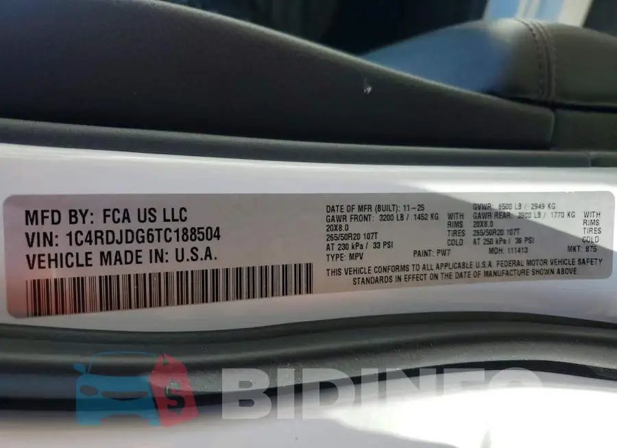 1C4RDJDG6TC188504 Photo# 14
