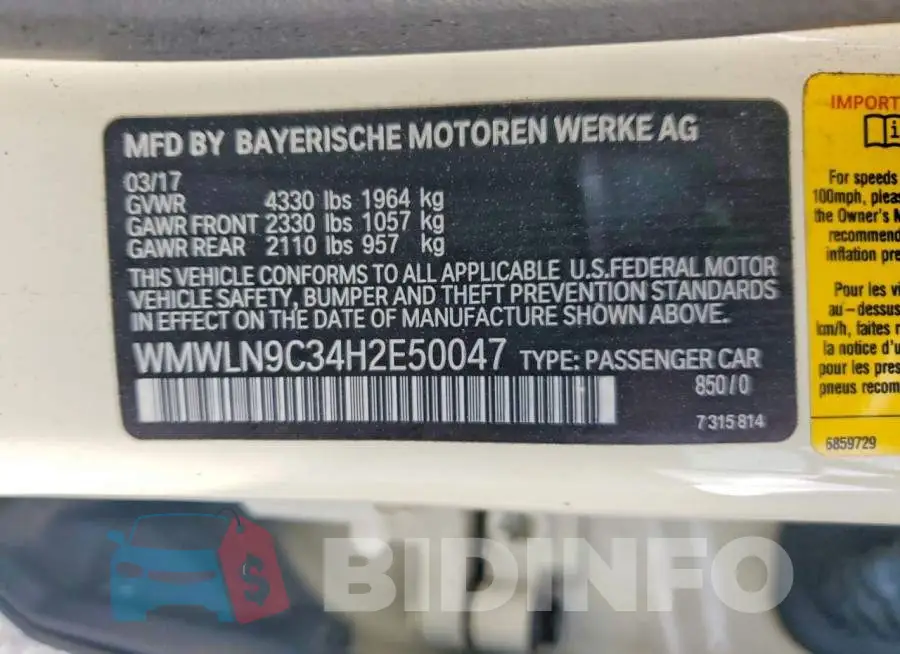 WMWLN9C34H2E50047 Photo# 12