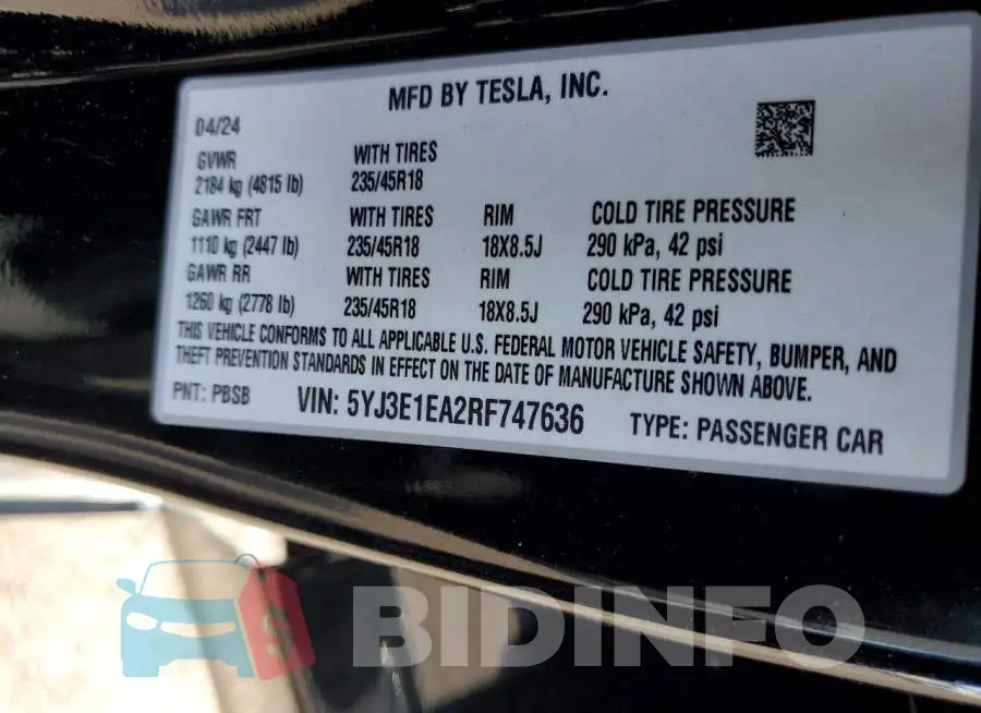 5YJ3E1EA2RF747636 Photo# 12