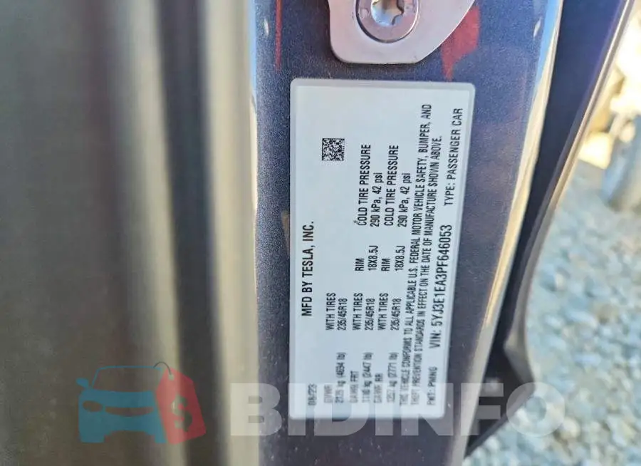 5YJ3E1EA3PF646053 Photo# 13