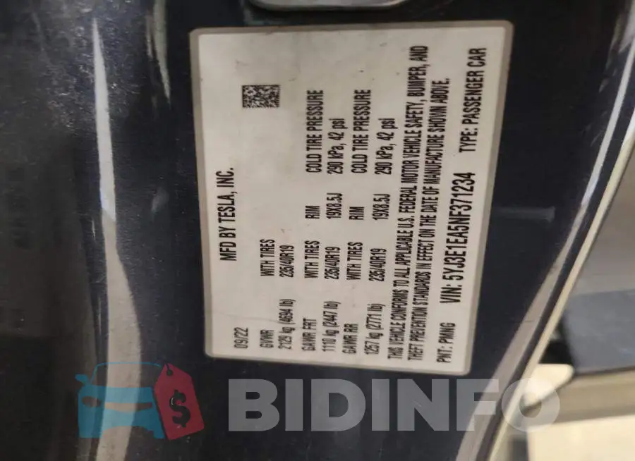 5YJ3E1EA5NF371234 Photo# 12