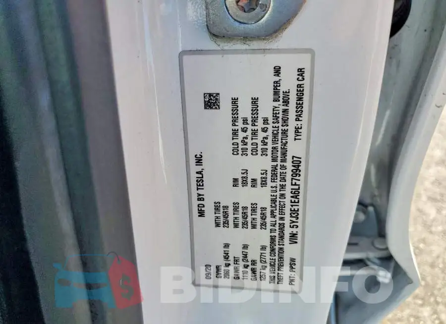 5YJ3E1EA6LF799407 Photo# 12