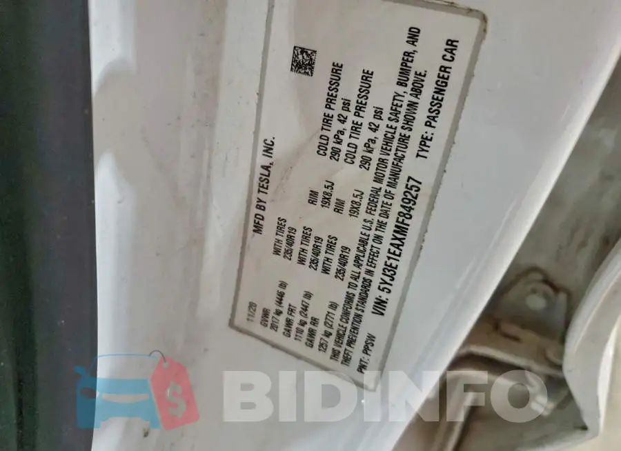5YJ3E1EAXMF849257 Photo# 12