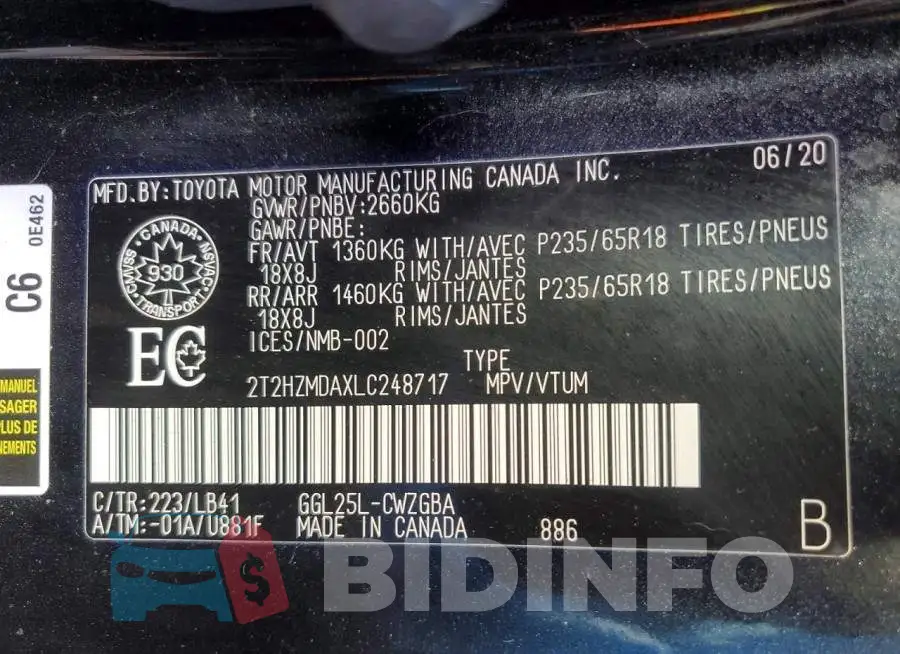 2T2HZMDAXLC248717 Photo# 13