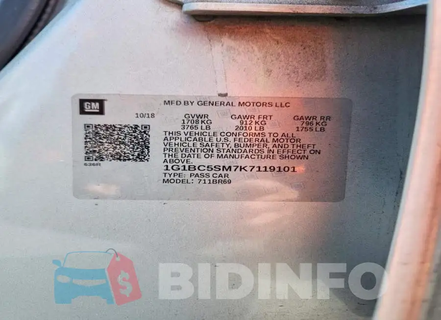 1G1BC5SM7K7119101 Photo# 12