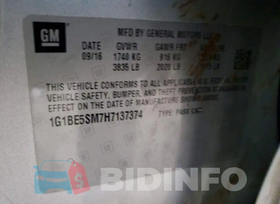 1G1BE5SM7H7137374 Photo# 12
