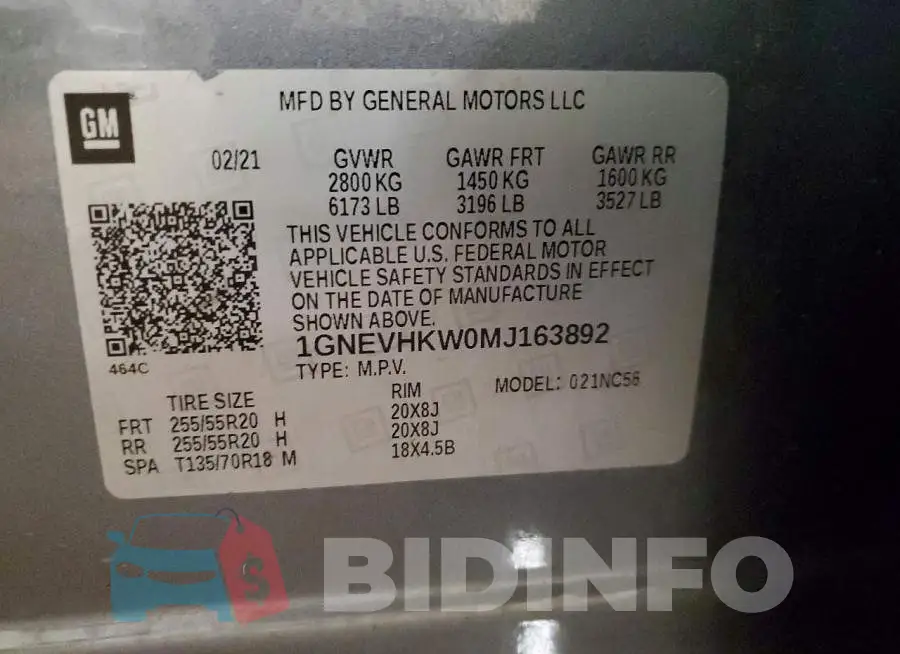 1GNEVHKW0MJ163892 Photo# 14