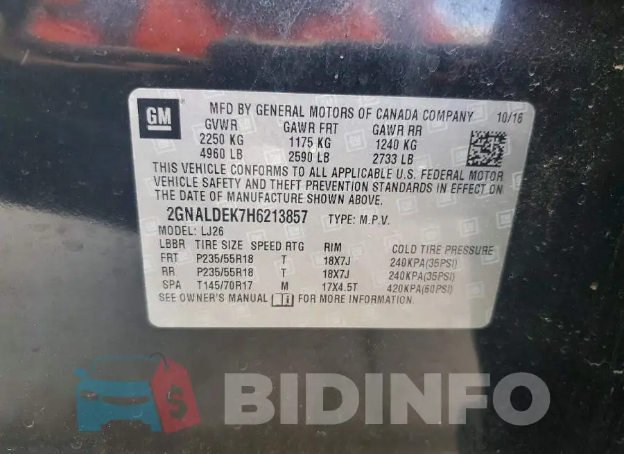 2GNALDEK7H6213857 Photo# 13