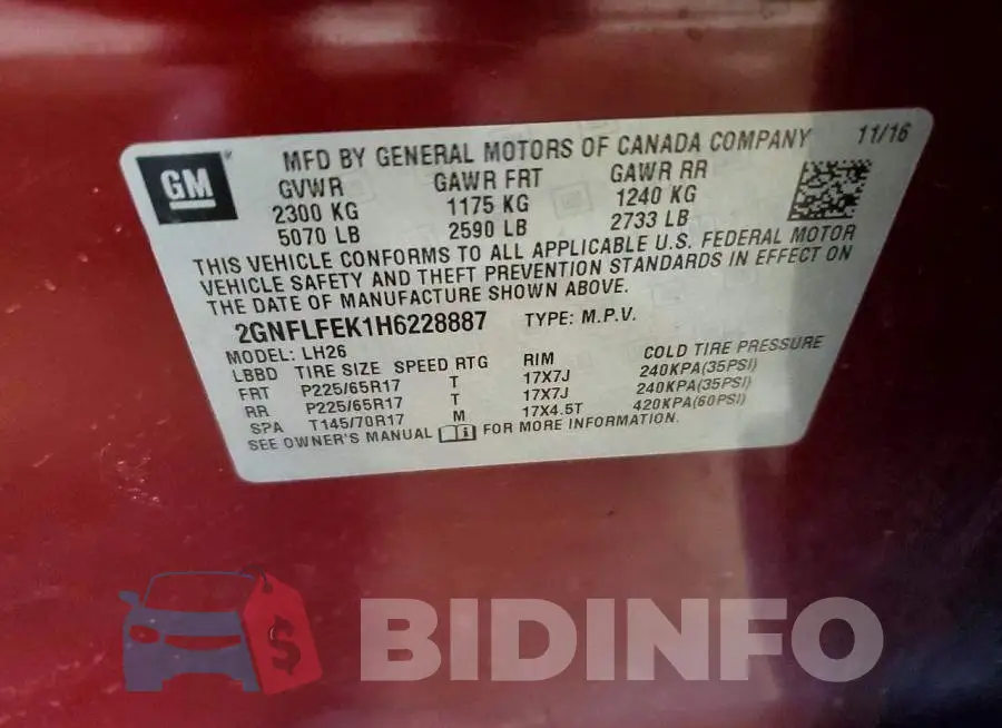 2GNFLFEK1H6228887 Photo# 13